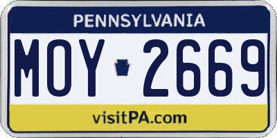 PA license plate MOY2669