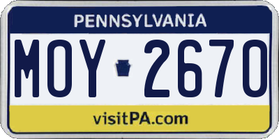PA license plate MOY2670