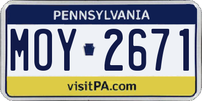 PA license plate MOY2671