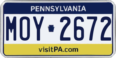 PA license plate MOY2672