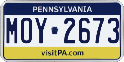 PA license plate MOY2673