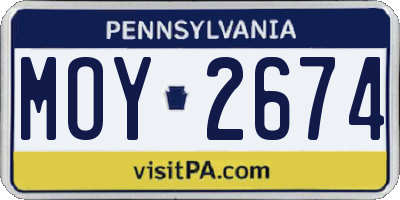 PA license plate MOY2674