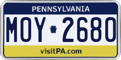 PA license plate MOY2680