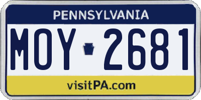 PA license plate MOY2681