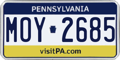 PA license plate MOY2685