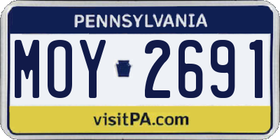PA license plate MOY2691