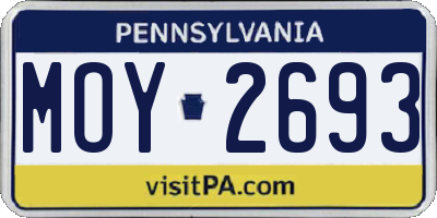 PA license plate MOY2693