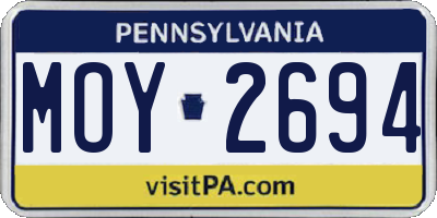 PA license plate MOY2694