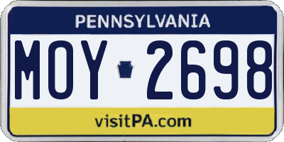 PA license plate MOY2698