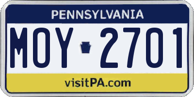 PA license plate MOY2701