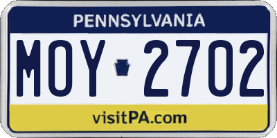 PA license plate MOY2702