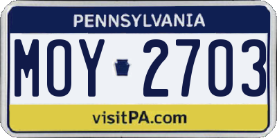 PA license plate MOY2703