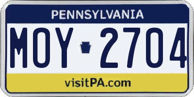 PA license plate MOY2704