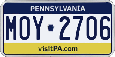 PA license plate MOY2706