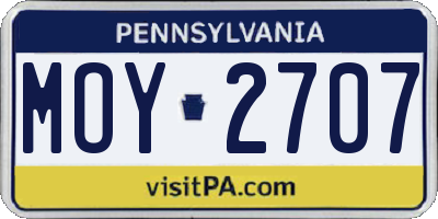PA license plate MOY2707
