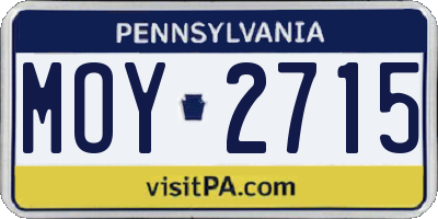 PA license plate MOY2715