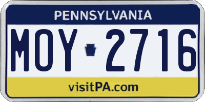 PA license plate MOY2716