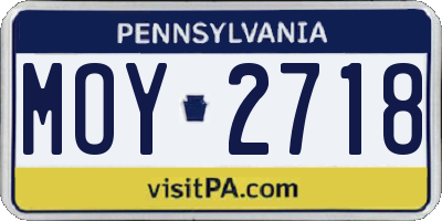 PA license plate MOY2718