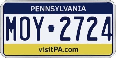 PA license plate MOY2724