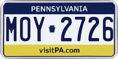 PA license plate MOY2726