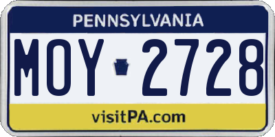 PA license plate MOY2728