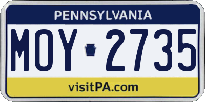 PA license plate MOY2735