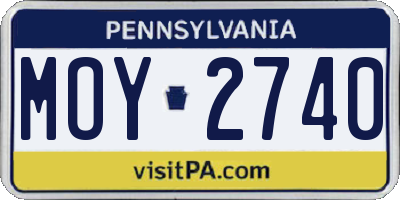 PA license plate MOY2740