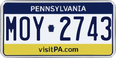 PA license plate MOY2743