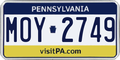 PA license plate MOY2749