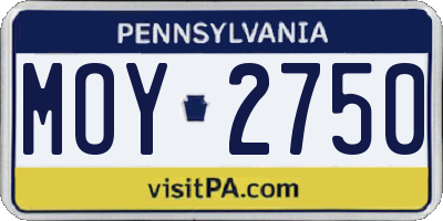 PA license plate MOY2750