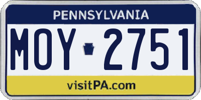 PA license plate MOY2751