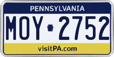 PA license plate MOY2752