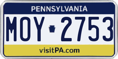 PA license plate MOY2753