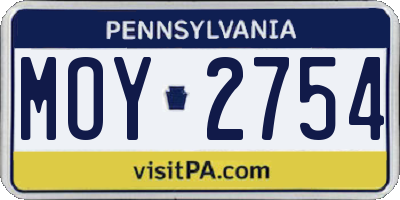 PA license plate MOY2754