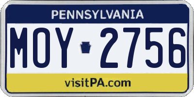 PA license plate MOY2756