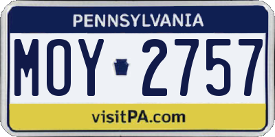 PA license plate MOY2757