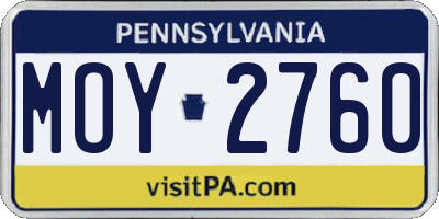 PA license plate MOY2760