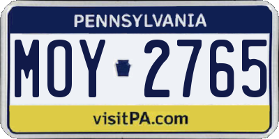 PA license plate MOY2765