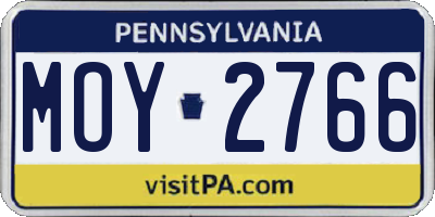 PA license plate MOY2766