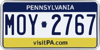 PA license plate MOY2767