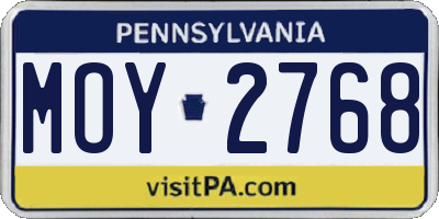 PA license plate MOY2768