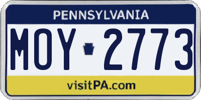 PA license plate MOY2773