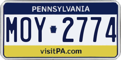 PA license plate MOY2774
