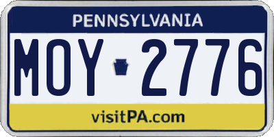 PA license plate MOY2776