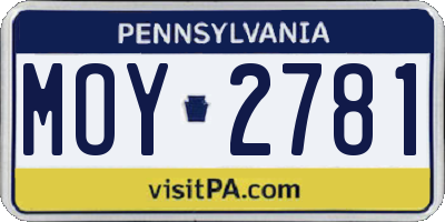 PA license plate MOY2781