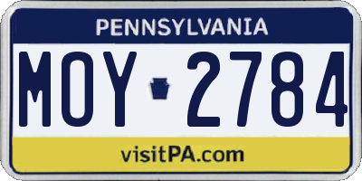 PA license plate MOY2784