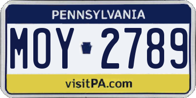 PA license plate MOY2789