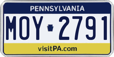 PA license plate MOY2791
