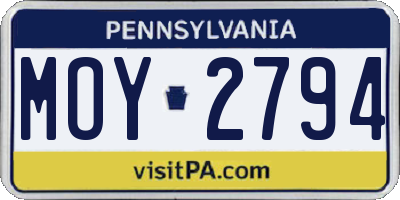PA license plate MOY2794