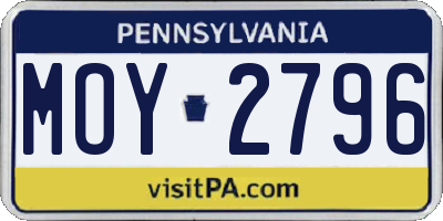 PA license plate MOY2796